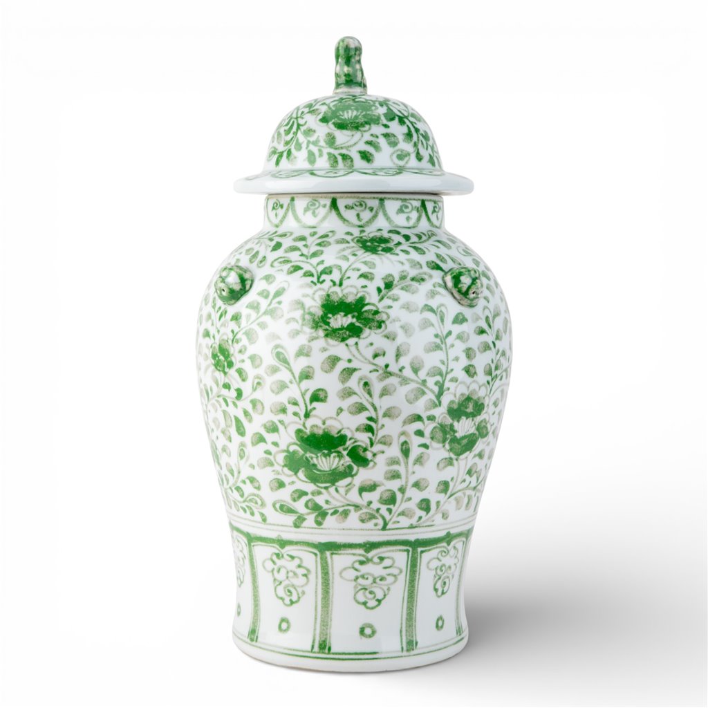 Danny's Fine Porcelain Home Decor Danny's Fine Porcelain Warrior Jar-Green Peony