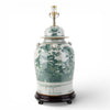Danny's Fine Porcelain Home Decor Danny's Fine Porcelain Warrior Jar Lamp-Green Flower Birds[2-830-19]