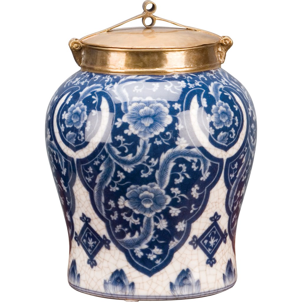 Danny's Fine Porcelain Home Decor Danny's Fine Porcelain Warrior Jar With Bronze Lid-Qipao (Small) 14087