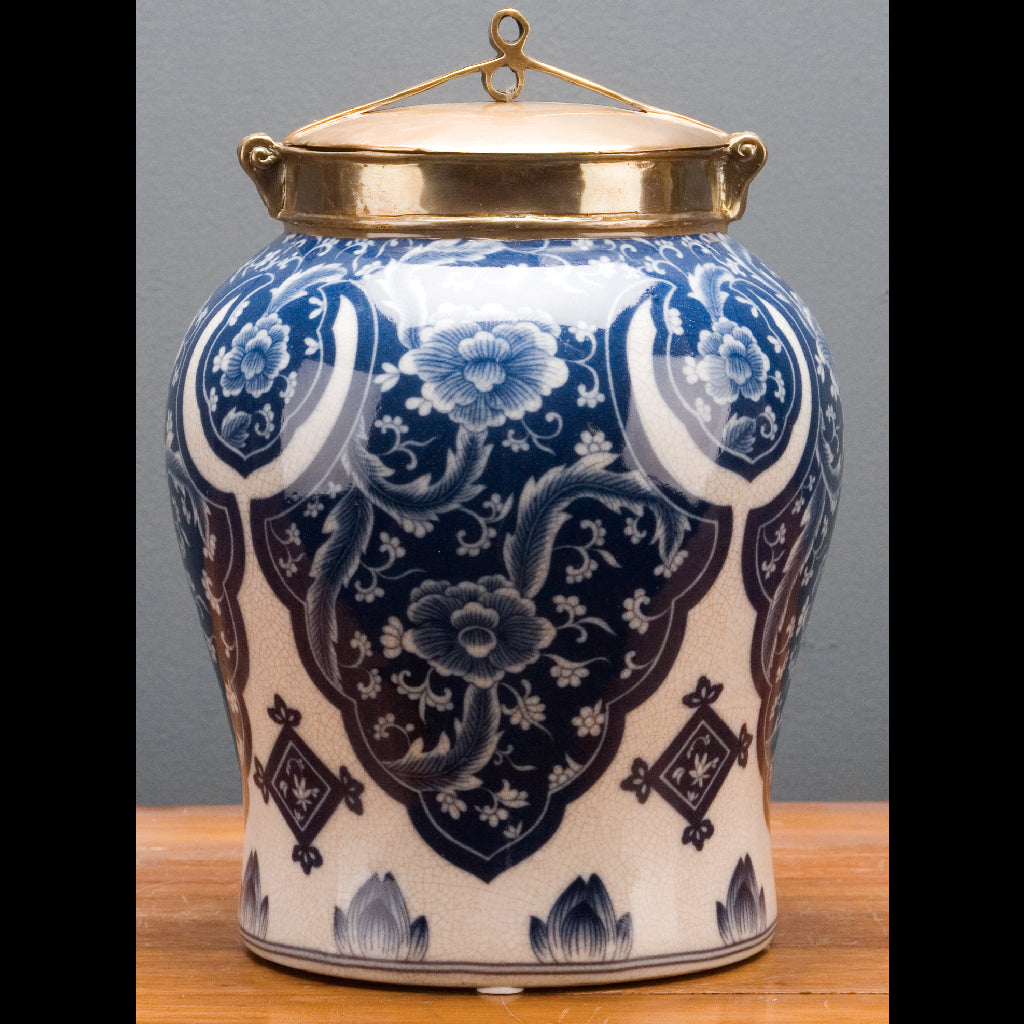 Danny's Fine Porcelain Home Decor Danny's Fine Porcelain Warrior Jar With Bronze Lid-Qipao (Small) 14087