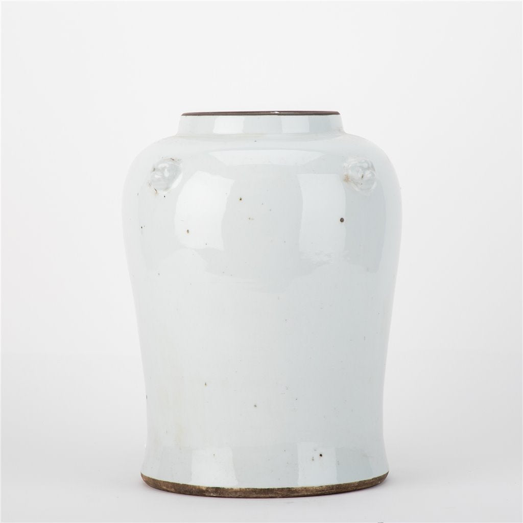 Danny's Fine Porcelain Home Decor Danny's Fine Porcelain White Antique Finish Foo Dogs Temple Jar