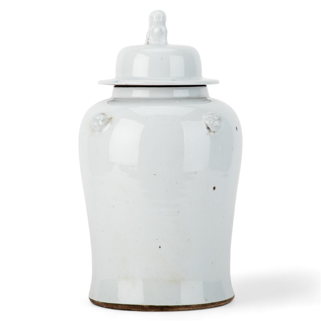 Danny's Fine Porcelain Home Decor Danny's Fine Porcelain White Antique Finish Foo Dogs Temple Jar