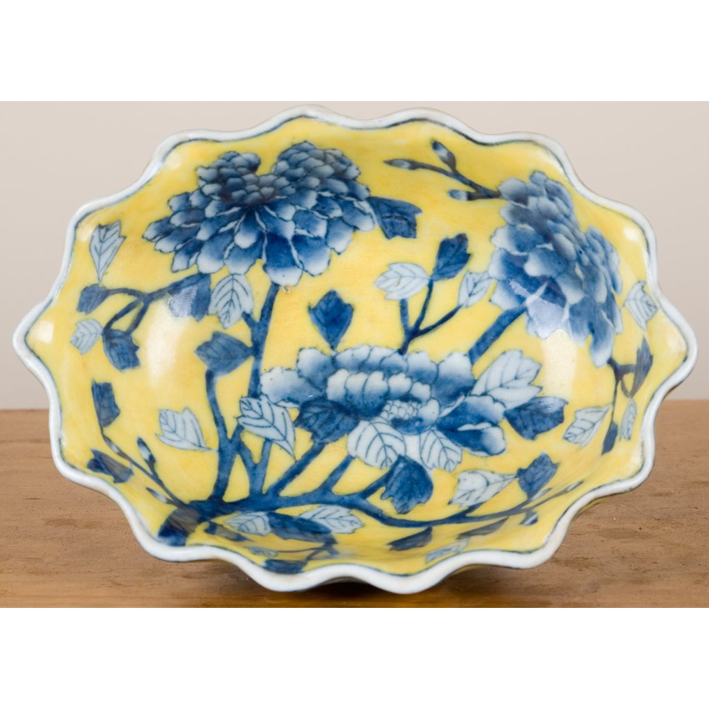 Danny's Fine Porcelain Home Decor Danny's Fine Porcelain Yellow & Blue Bowl - Floral