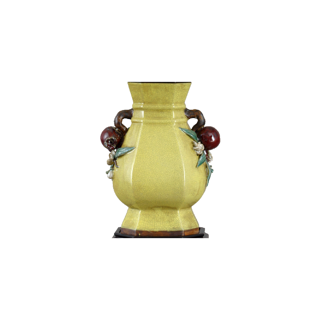 Danny's Fine Porcelain Home Decor Danny's Fine Porcelain Yellow Crackle Hex Vase