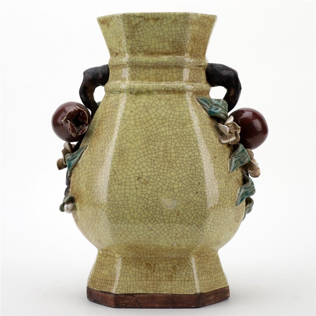 Danny's Fine Porcelain Home Decor Danny's Fine Porcelain Yellow Crackle Hex Vase