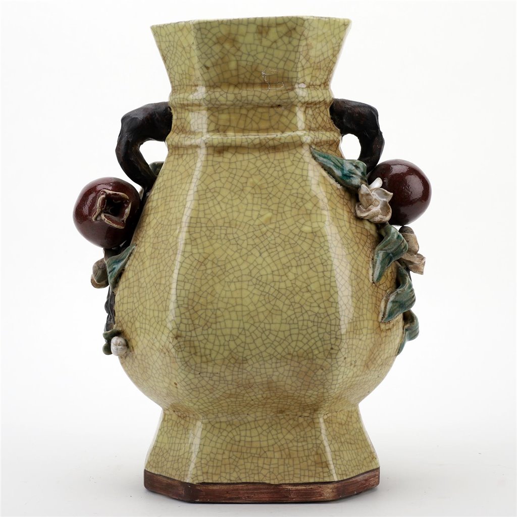 Danny's Fine Porcelain Home Decor Danny's Fine Porcelain Yellow Crackle Hex Vase