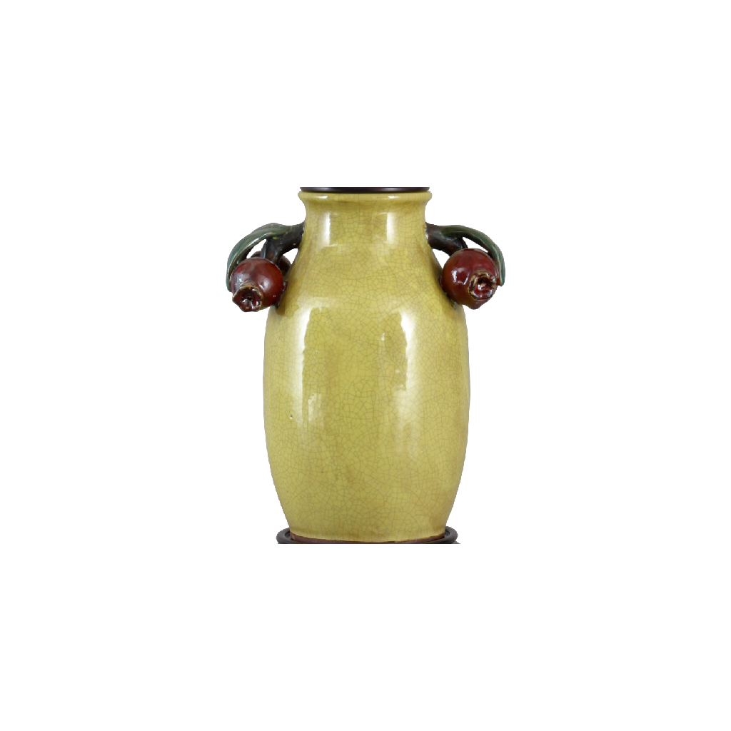 Danny's Fine Porcelain Home Decor Danny's Fine Porcelain Yellow Majolica Vase W/ Promegrantes Pattern: Majolica