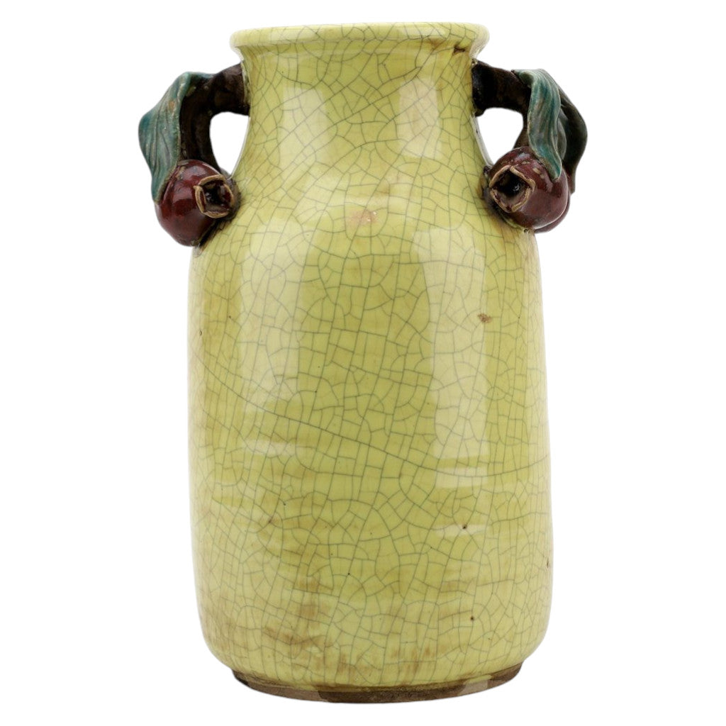 Danny's Fine Porcelain Home Decor Danny's Fine Porcelain Yellow Majolica Vase W/ Promegrantes Pattern: Majolica