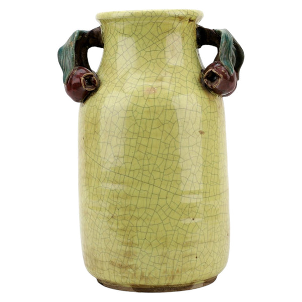 Danny's Fine Porcelain Home Decor Danny's Fine Porcelain Yellow Majolica Vase W/ Promegrantes Pattern: Majolica