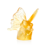 Daum Art Glass Daum Crystal Amber Yellow Butterfly