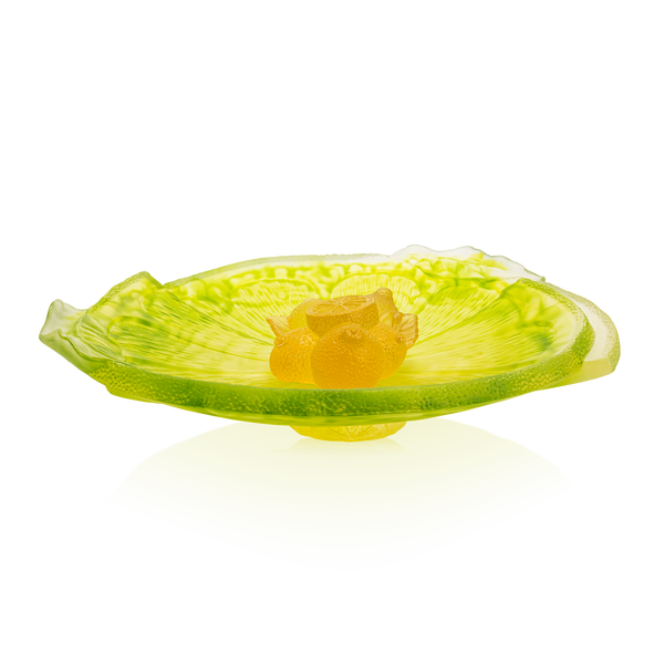 Daum Art Glass Daum Crystal Citrus Footed Bowl