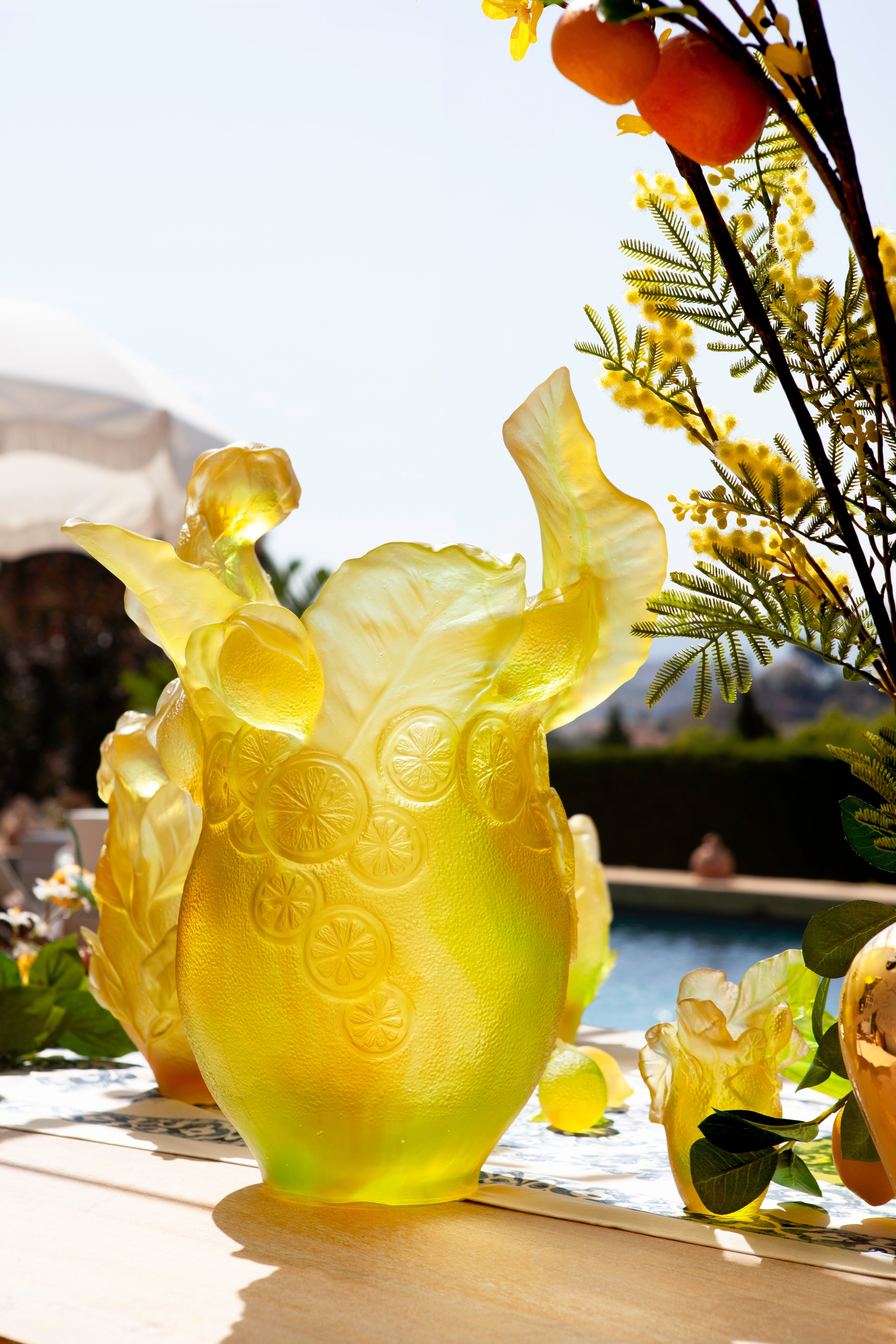 Daum Art Glass Daum Crystal Citrus Magnum Vase