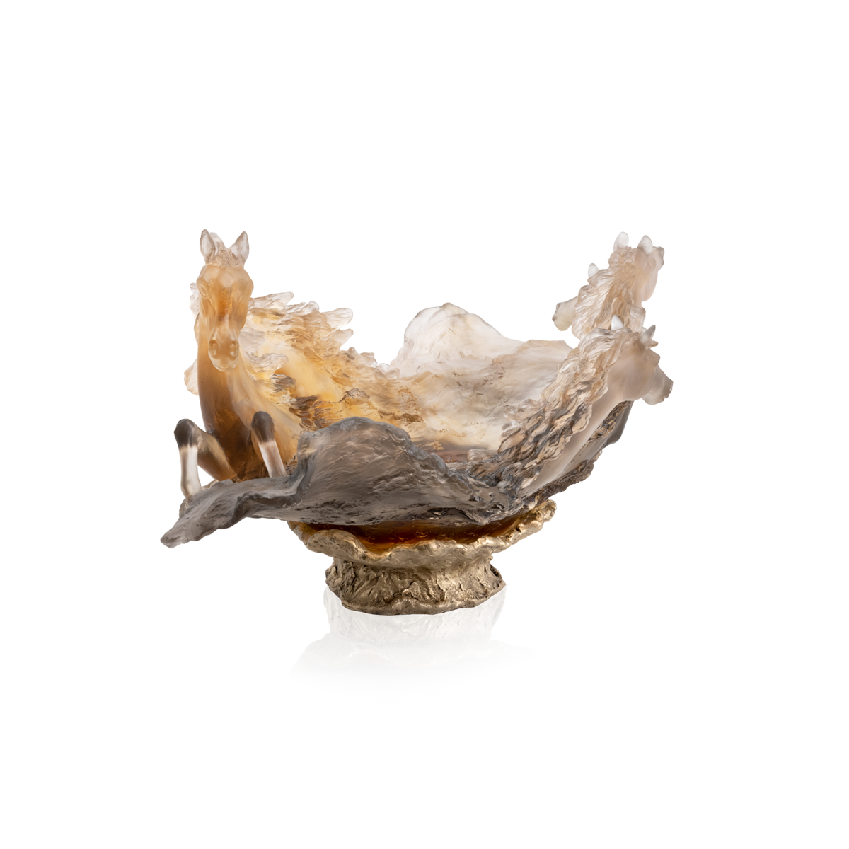Daum Art Glass Daum Crystal Glazed Brown Centerpiece Cavalcade