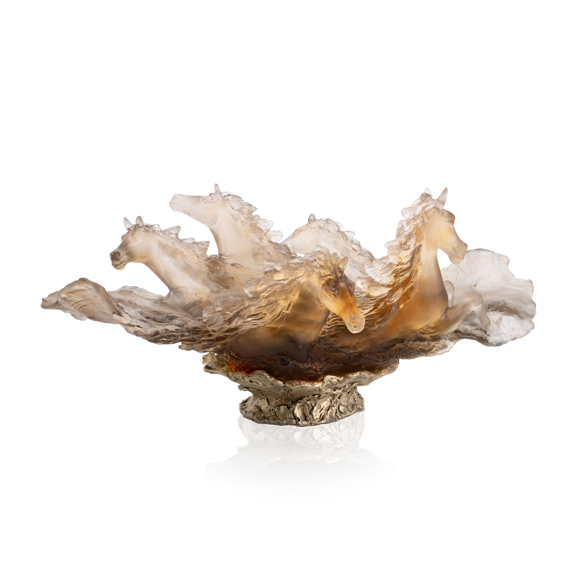 Daum Art Glass Daum Crystal Glazed Brown Centerpiece Cavalcade