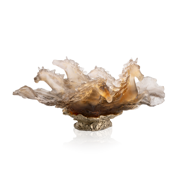 Daum Art Glass Daum Crystal Glazed Brown Centerpiece Cavalcade