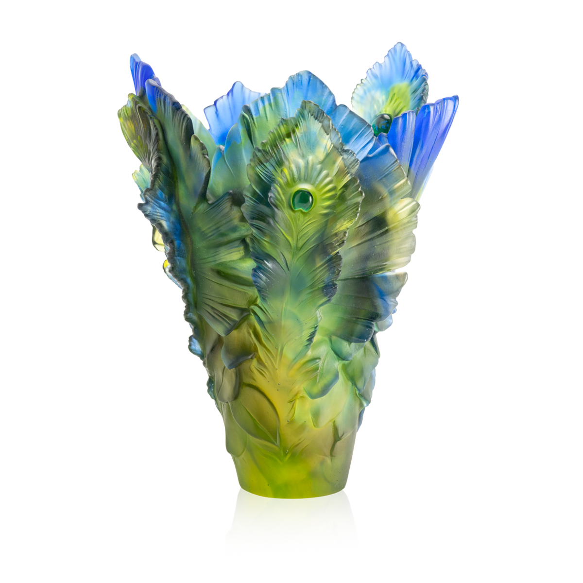 Daum Art Glass Daum Crystal Large Vase - Fleur de Paon Exotique