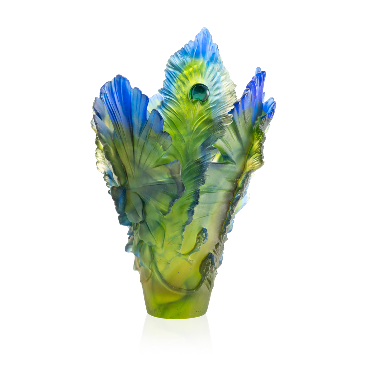 Daum Art Glass Daum Crystal Large Vase - Fleur de Paon Exotique