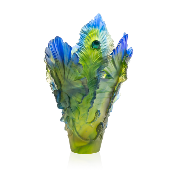 Daum Art Glass Daum Crystal Large Vase - Fleur de Paon Exotique