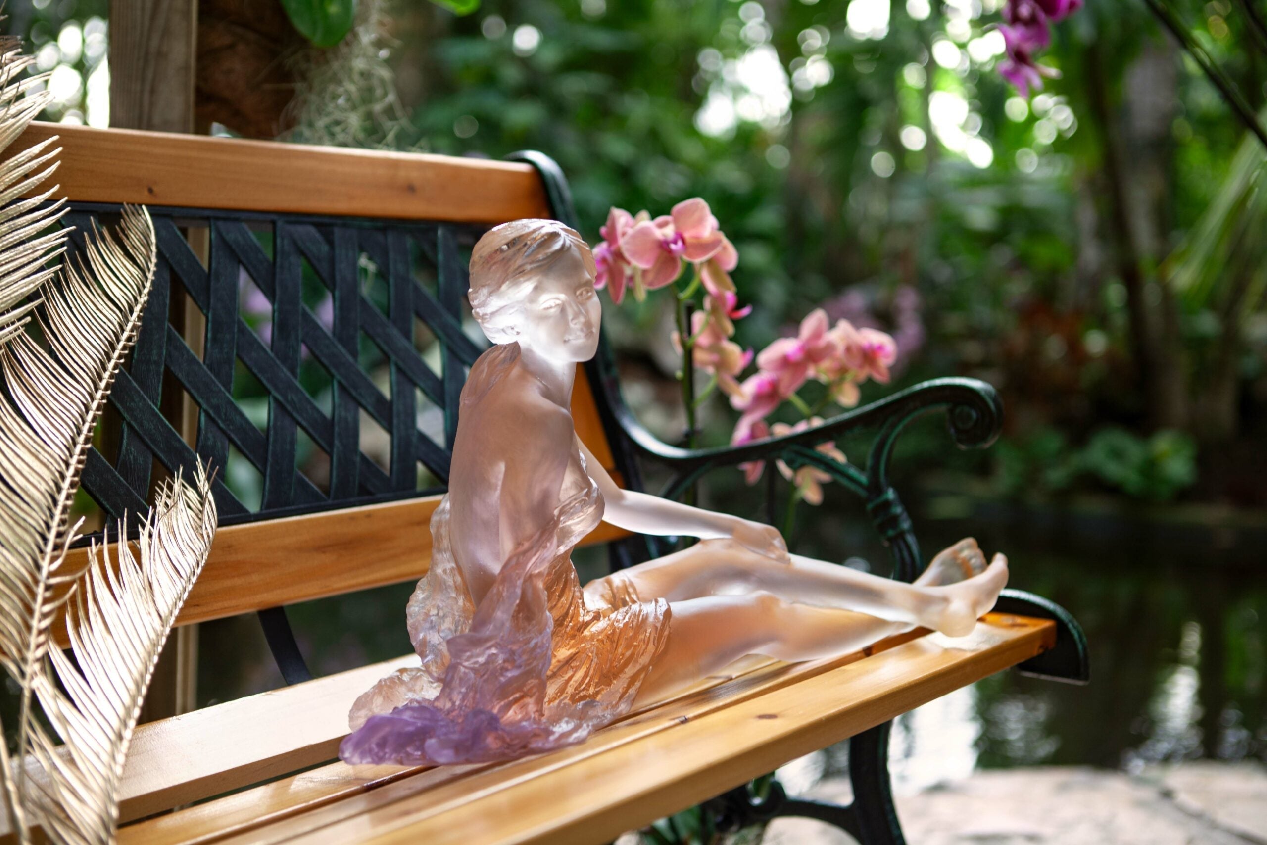 Daum Art Glass Daum Crystal Luo Li Rong - Amber Pink Vent Léger