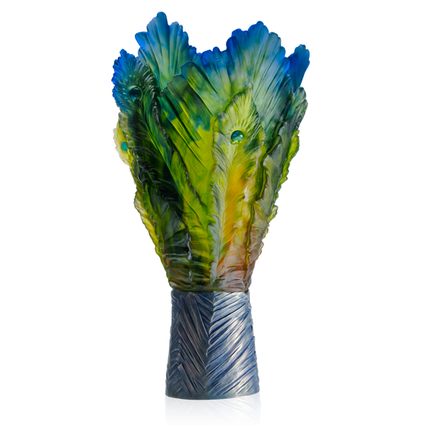 Daum Art Glass Daum Crystal Magnum Vase - Fleur de Paon Exotique
