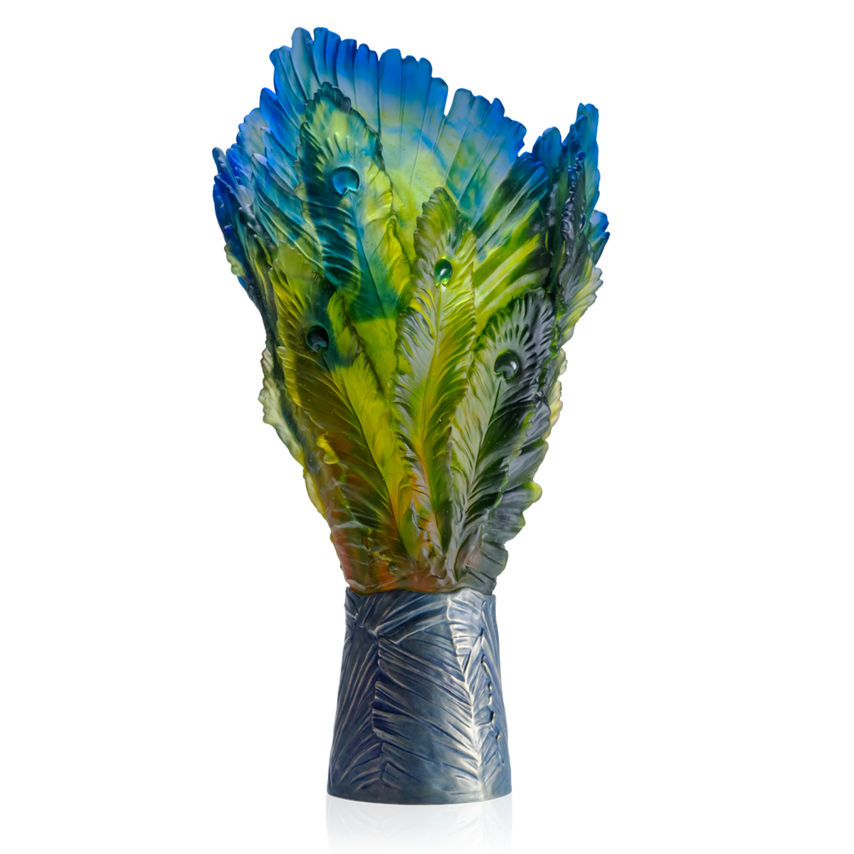 Daum Art Glass Daum Crystal Magnum Vase - Fleur de Paon Exotique