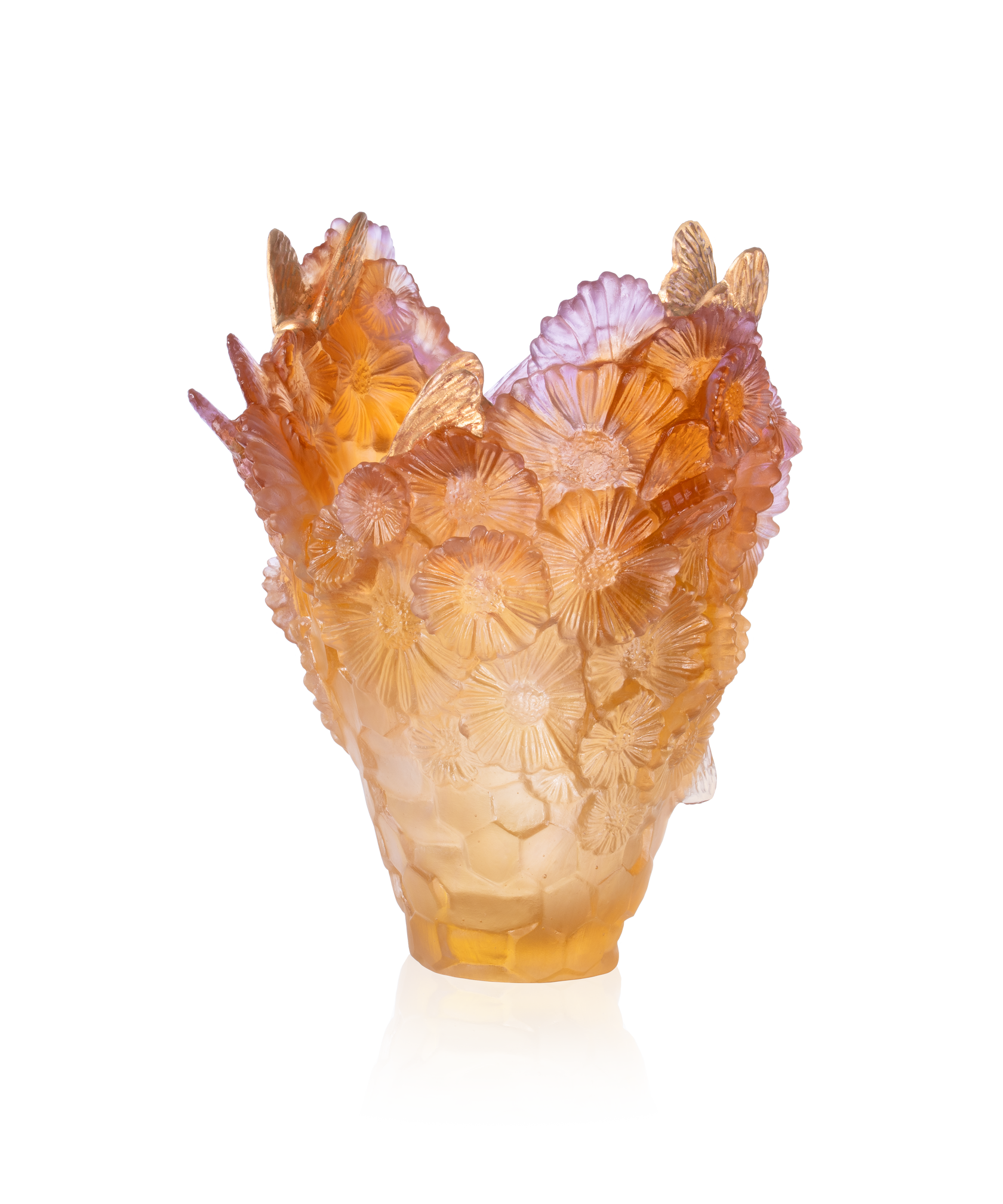 Daum Art Glass Daum Crystal Or d'Abeille Large Vase 125ex
