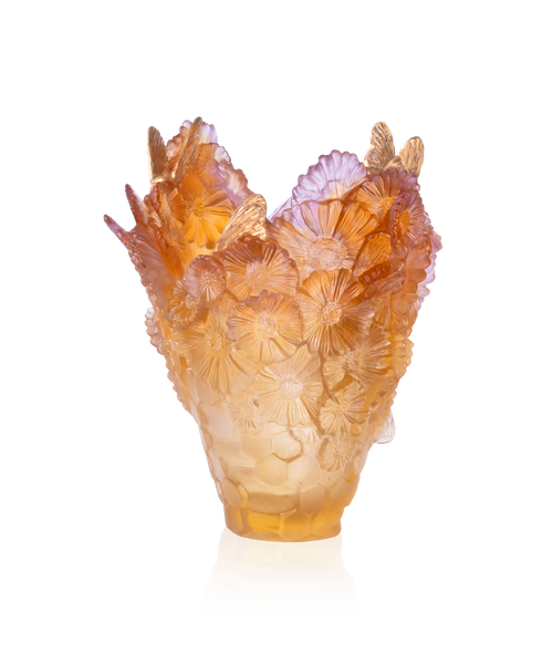 Daum Art Glass Daum Crystal Or d'Abeille Large Vase 125ex