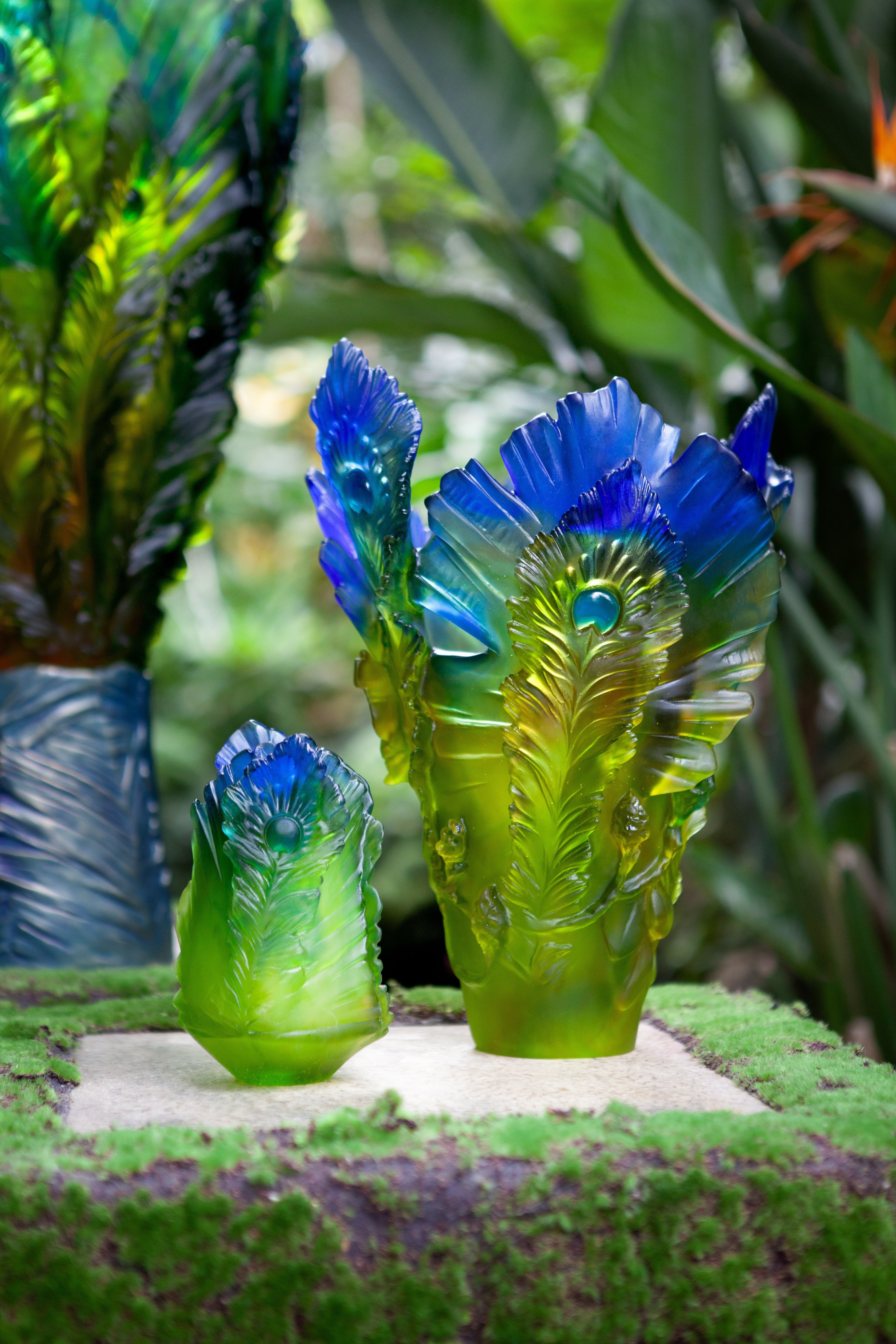 Daum Art Glass Daum Crystal SMALL VASE- Fleur de Paon Exotique