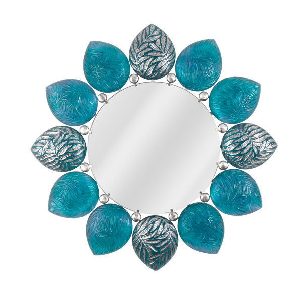 Daum Art Glass Daum Crystal Turquoise Blue Melodie Mirror by Jacques Hurel