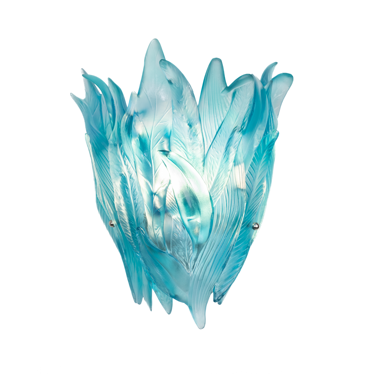 Daum Art Glass Daum Crystal Vegetal Turquoise Blue Wall Lamp