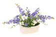 Distinctive Designs Home Decor Blue And White Delphinium And Garden Flowers In Lion Head Planter