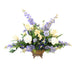 Distinctive Designs Home Decor Blue Delphinium With Freesia And Peony In Brass Dish
