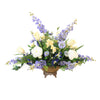 Distinctive Designs Home Decor Blue Delphinium With Freesia And Peony In Brass Dish