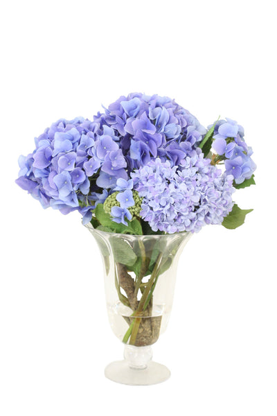 Distinctive Designs Home Decor Blue Hydrangea'S In Flared Vase