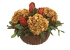 Distinctive Designs Home Decor Burgundy Brown Hydrangeas And Foliage Mix In Wicker Wall Basket
