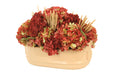 Distinctive Designs Home Decor Burgundy Green Hydrangeas Mixed With Dried Millet And Foliage In Beige Planter