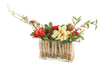Distinctive Designs Home Decor Burgundy Tulips With Celosia, Berry Stems And Cymbidium In Rectangular Vase Lined With Wood