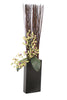 Distinctive Designs Home Decor Can Reeds and Vanda Orchids in Metal Vase