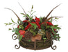 Distinctive Designs Home Decor Celosia With Mixed Berries, Fruit And Pods In Round Iron Planter