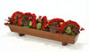 Distinctive Designs Home Decor Dark Red Celosia, Red Cherry Spray, Pear Spray With Lotus Pods In Rectangular Wood Planter
