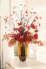 Distinctive Designs Home Decor Fall Mix Of Dahlia, Cally Lilies And Berries In Amber Colored Vase