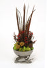 Distinctive Designs Home Decor Feathers, Pods, Plumosum, Phylica And Feathers In Black Nickel Horn Bowl Or Horn Base
