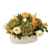 Distinctive Designs Home Decor Green Brown Hydrangea With Gold Hydrangea And Cream Roses In Oval Cream Planter