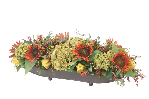 Distinctive Designs Home Decor Harvest Centepiece in Brass Tray