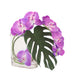 Distinctive Designs Home Decor Lavender Phalaenopsis Orchid and Split Leaf Philo in Rectangular Vase