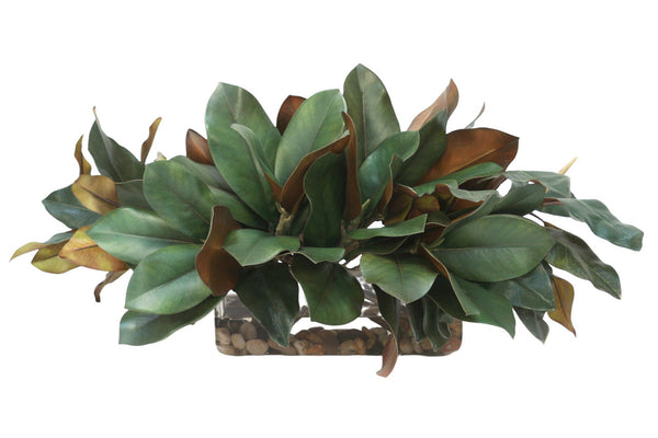 Distinctive Designs Home Decor Magnolia Foliage In Low Rectangle Vase