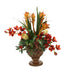 Distinctive Designs Home Decor Orchids, Berries, Ranunculus, Protea In Acanthus Leaf Compote