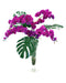 Distinctive Designs Home Decor Philo Leaves, Orchid Phalaenopsis In Trumpet Vase With Gold Trim