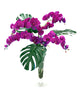 Distinctive Designs Home Decor Philo Leaves, Orchid Phalaenopsis In Trumpet Vase With Gold Trim