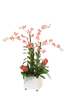Distinctive Designs Pink Dendrobium Orchids And Protea In White Planter